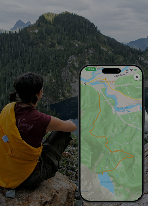A cyclist recording a route through the landscape